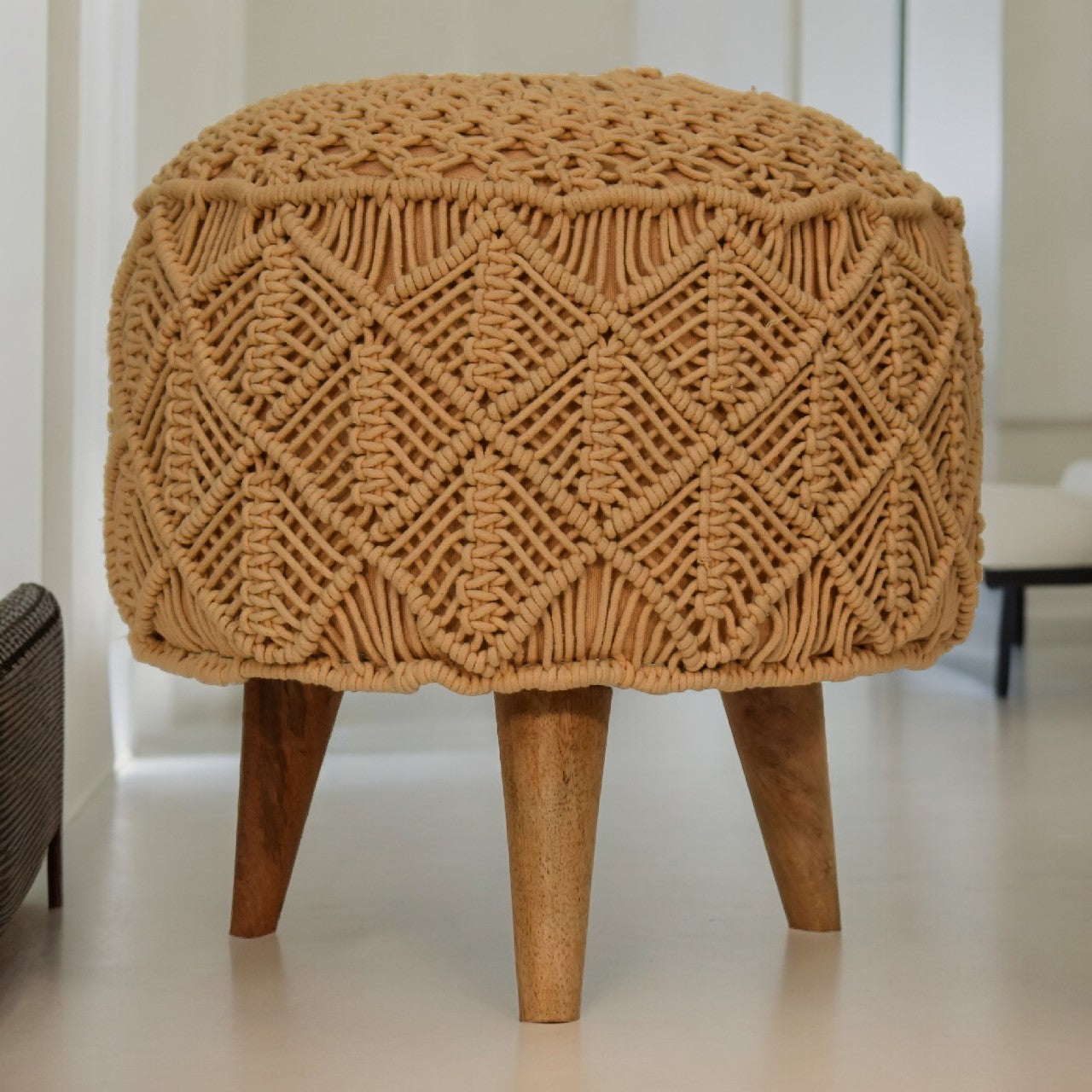 Crotchet Brown Footstool
