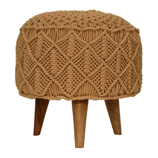 Crotchet Brown Footstool