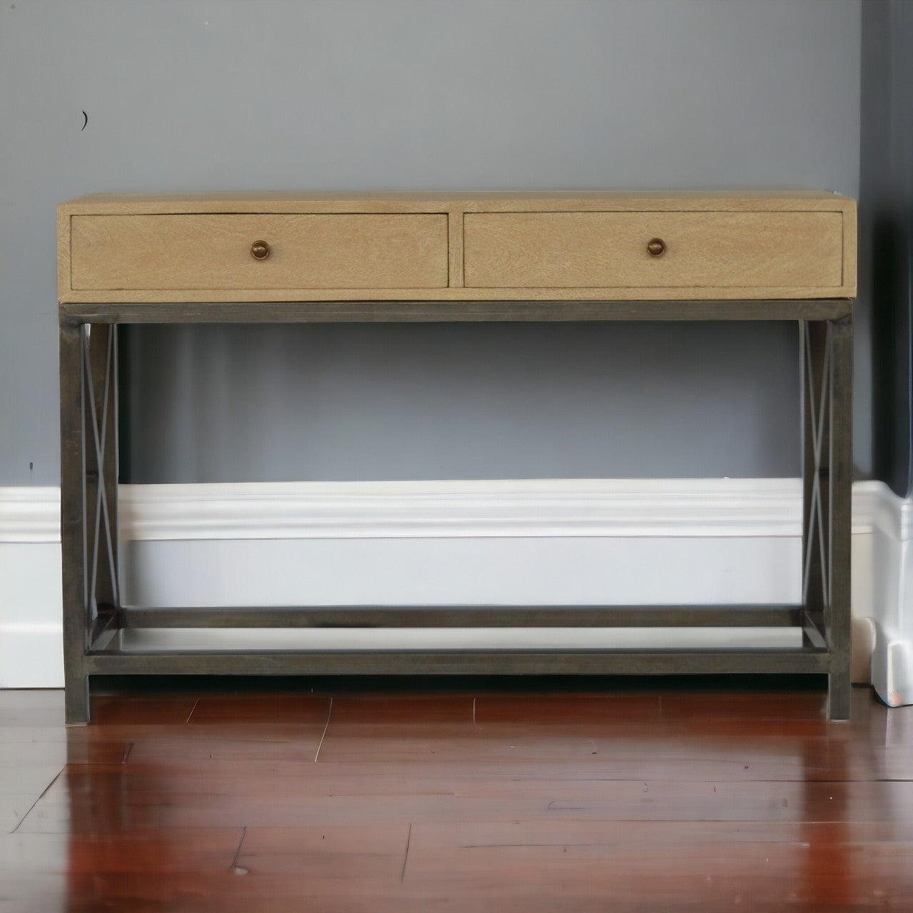 Mango Wood Console Table with Metal Base