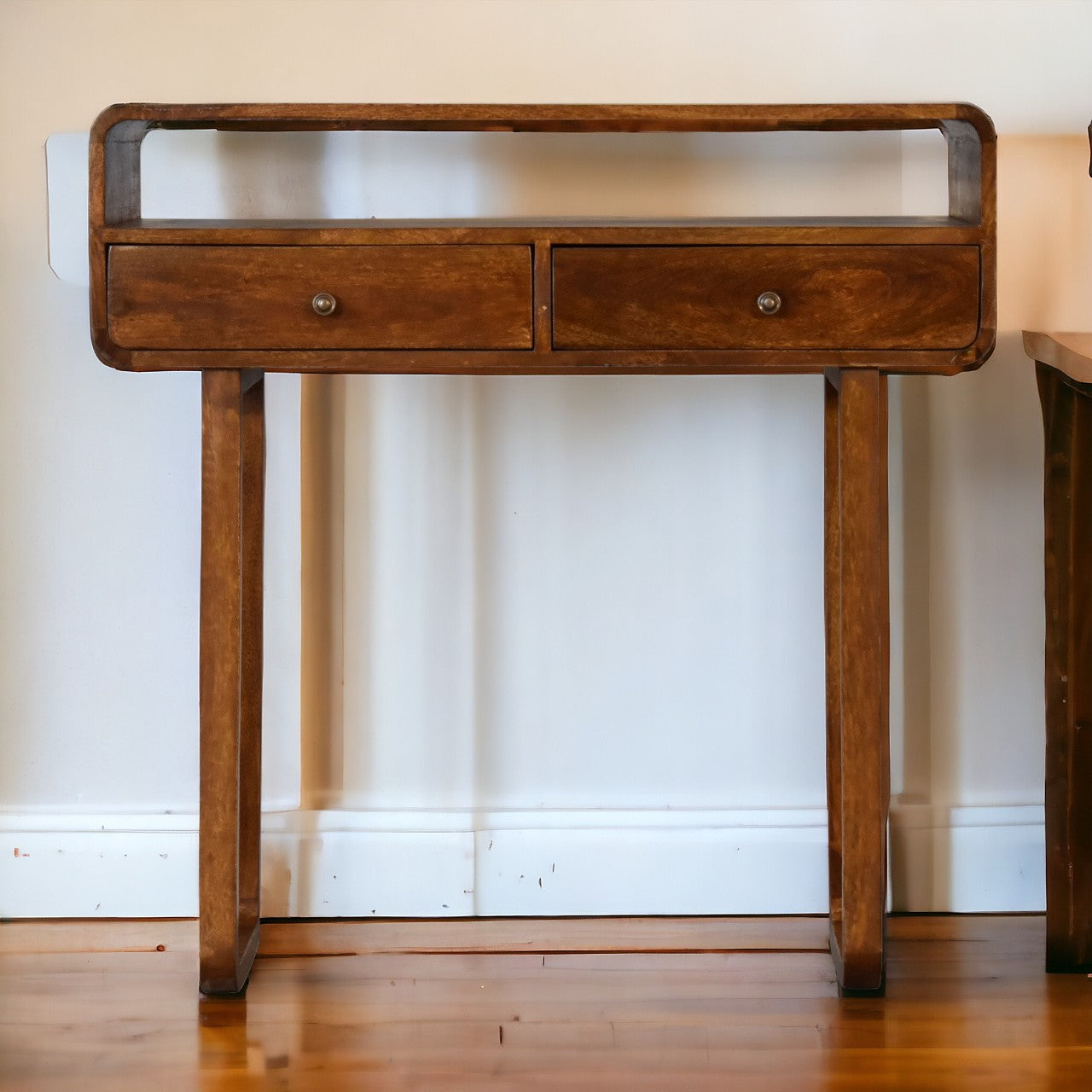 U-Curved Chestnut Console Table