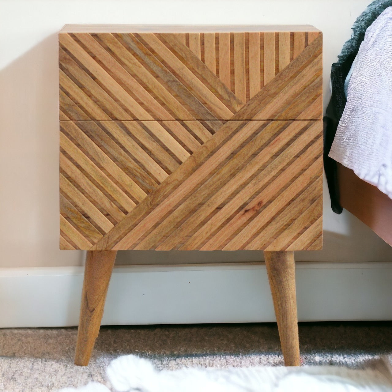 Lille 2 Drawer Oak-ish Bedside