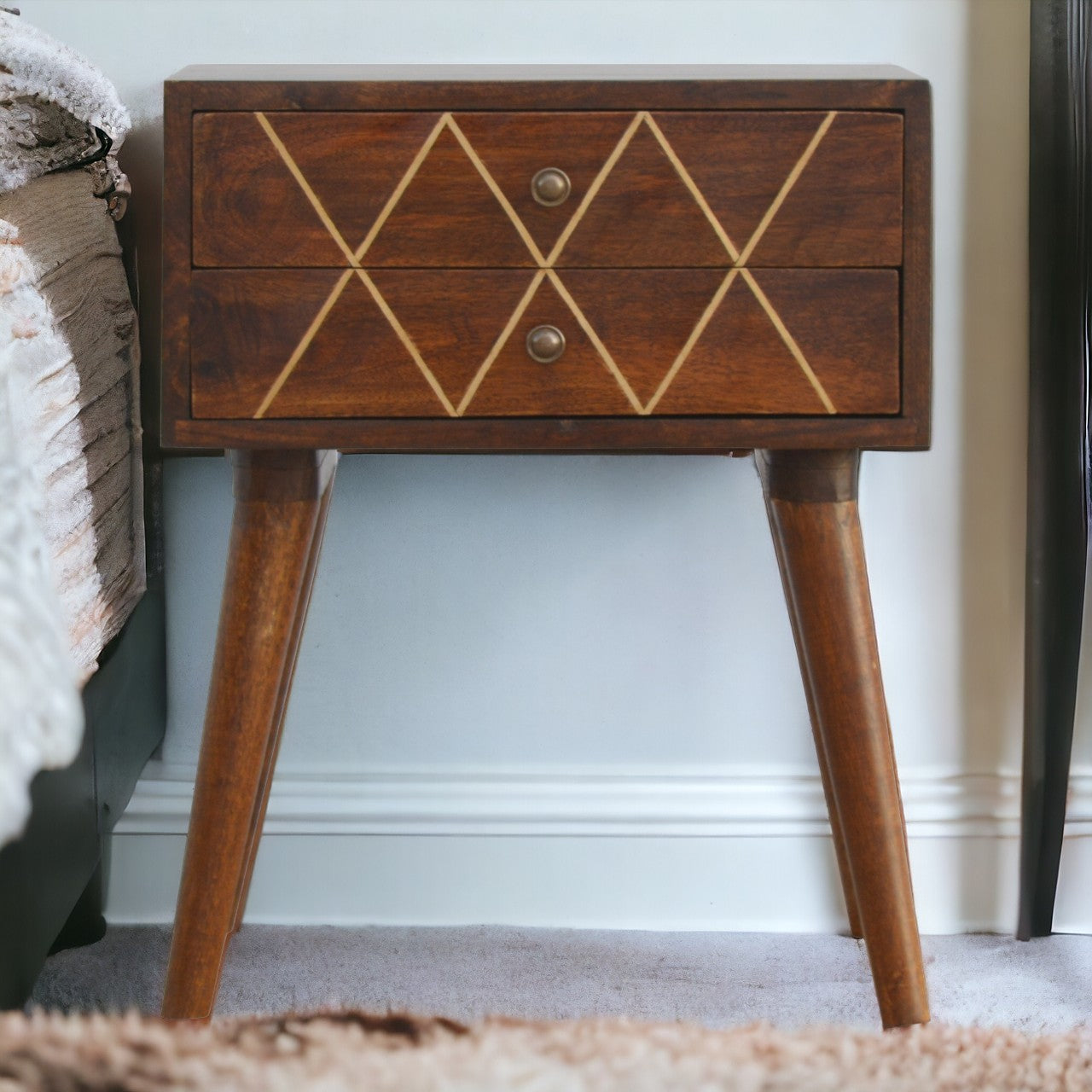 Geo Brass Inlay Bedside