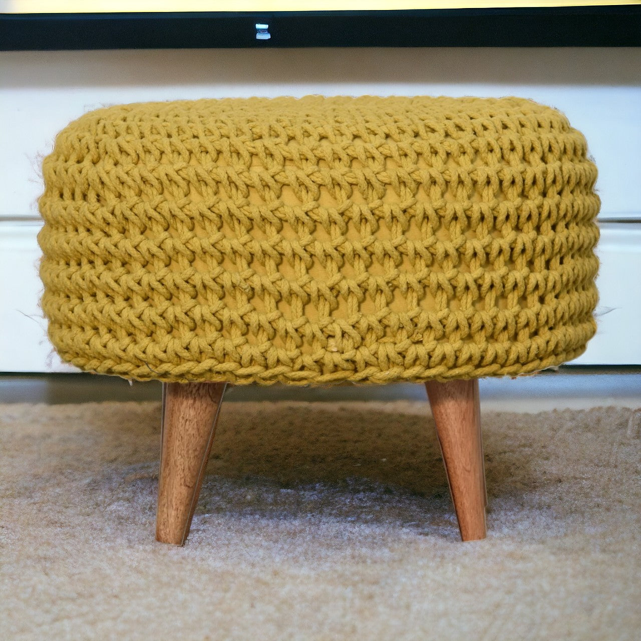 Keeva Mustard Oblong Footstool