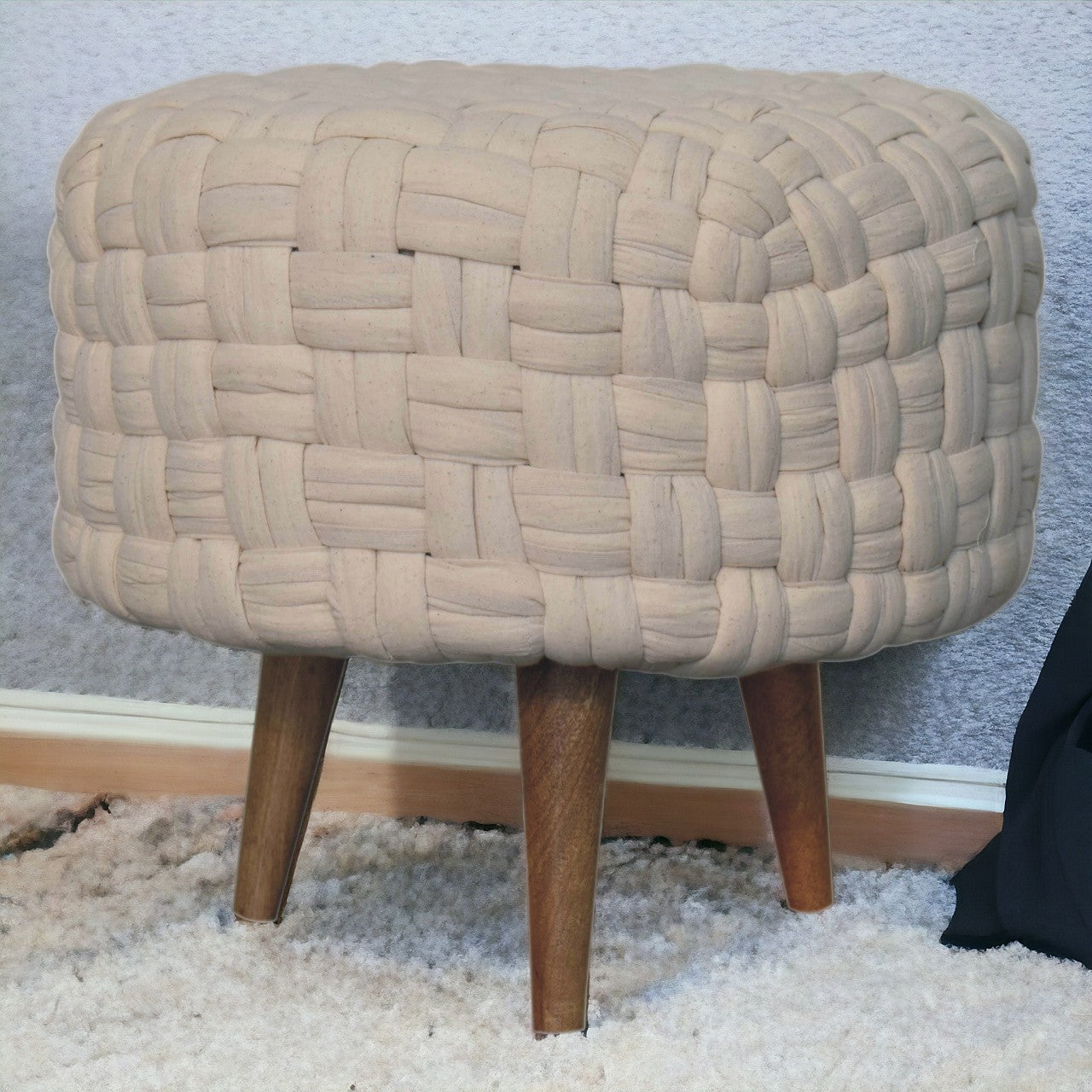 Cream Tube Footstool