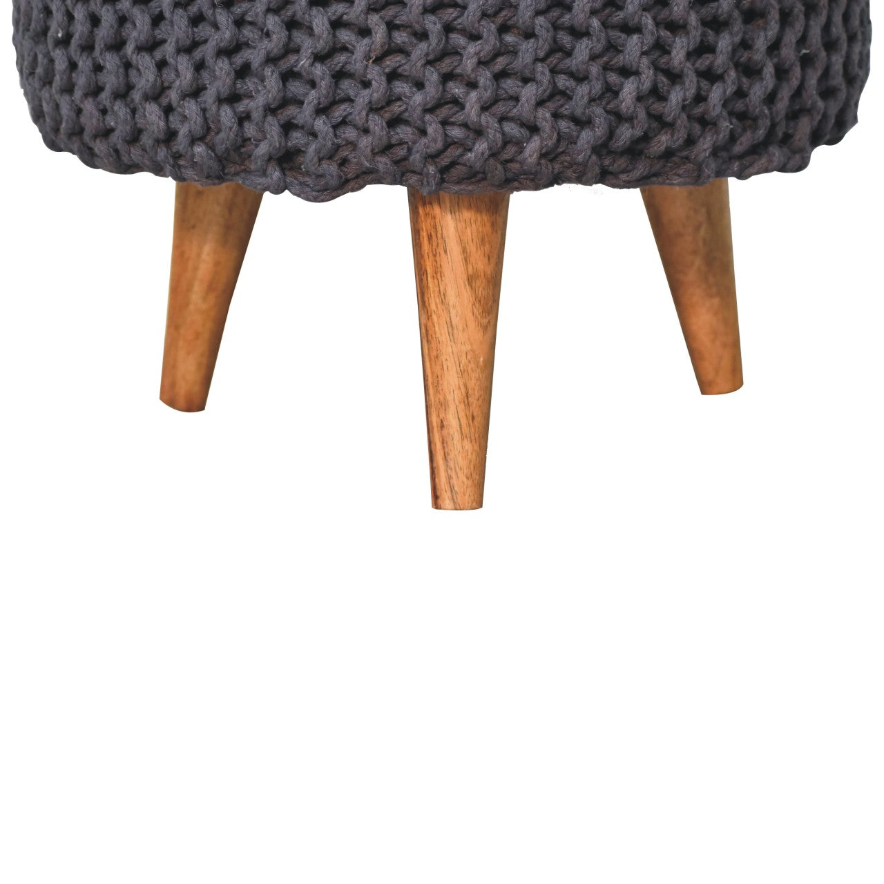 Artisan Furniture Solid Mango Wood Keeva Grey Round Footstool