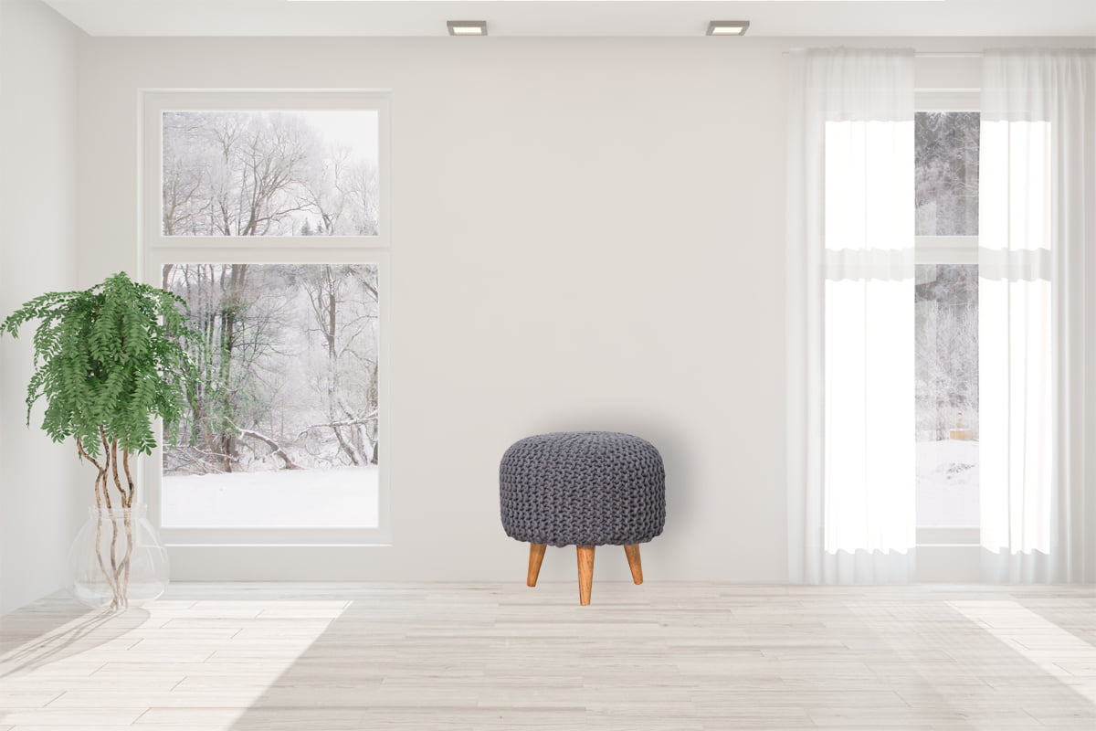 Keeva Grey Round Footstool