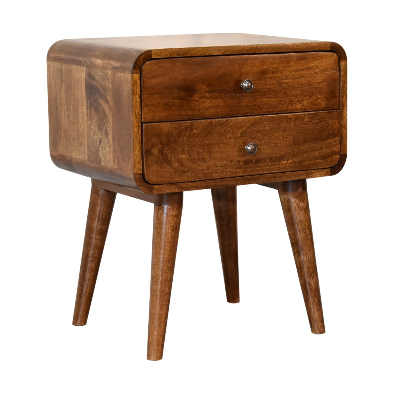 Curved Chestnut Bedside
