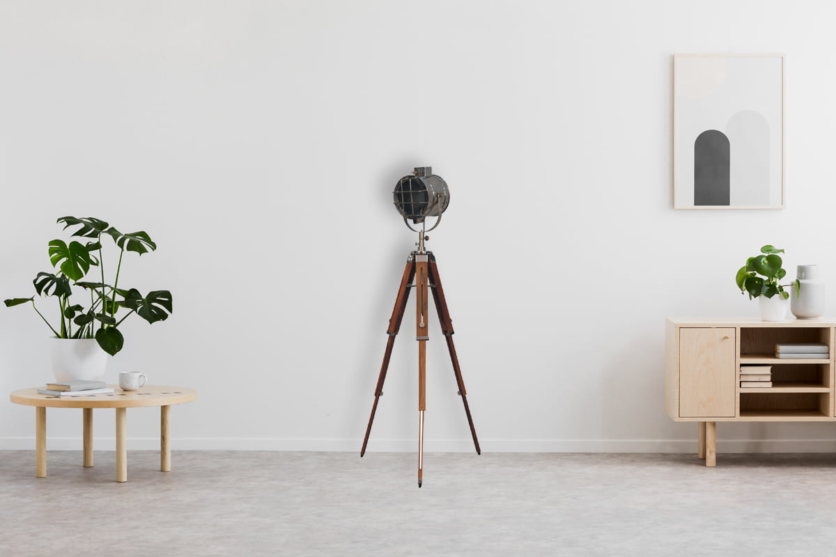 Caged Chrome Spotlight Floor Lamp