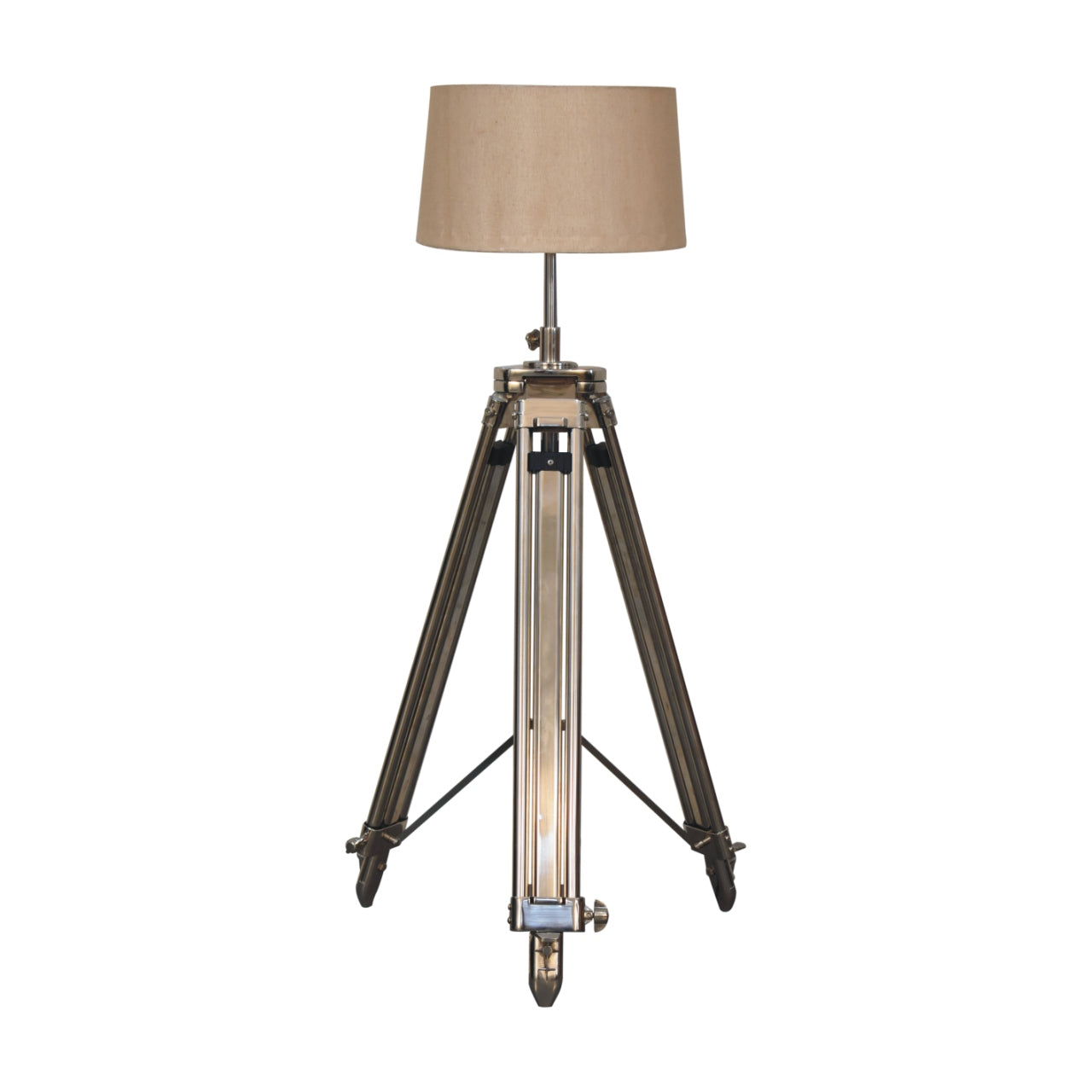 Artisan Tripod Floor Lamp with Chrome Base for Contemporary and Rustic Interiors