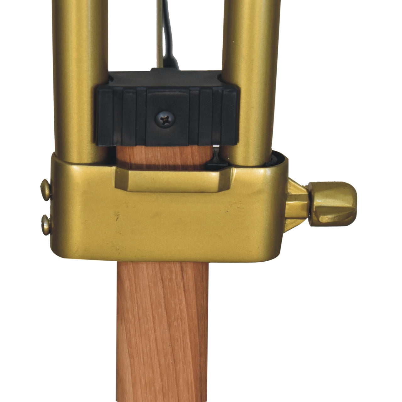 Brass Plated Wooden Floor Lamp with Tripod Teak Base