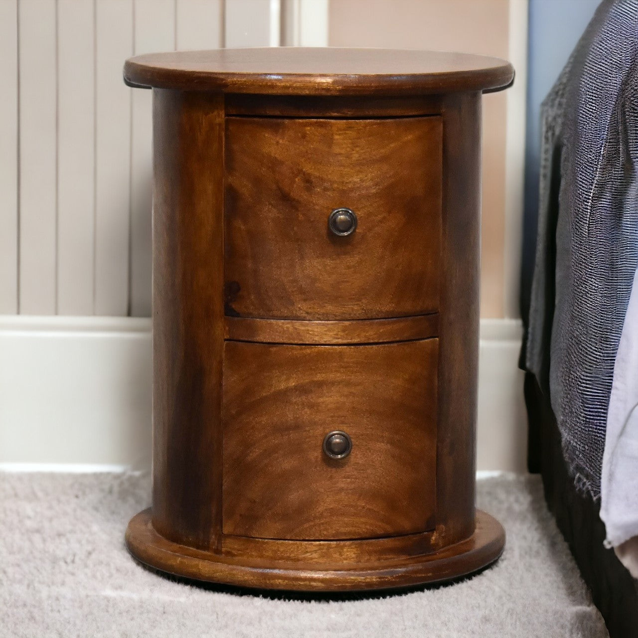 Mini Chestnut 2 Drawer Drum Chest