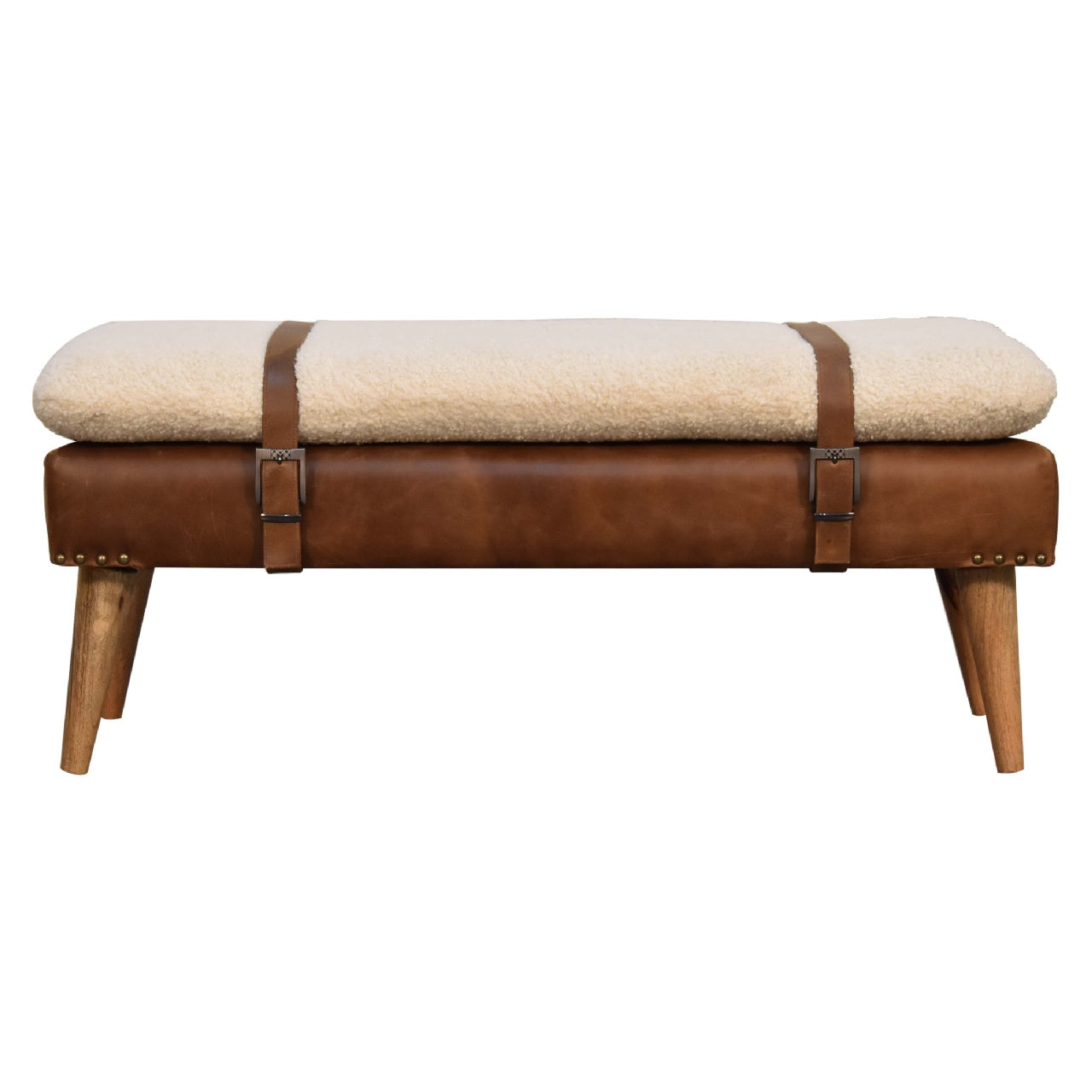 Buffalo Hide Leather Bench