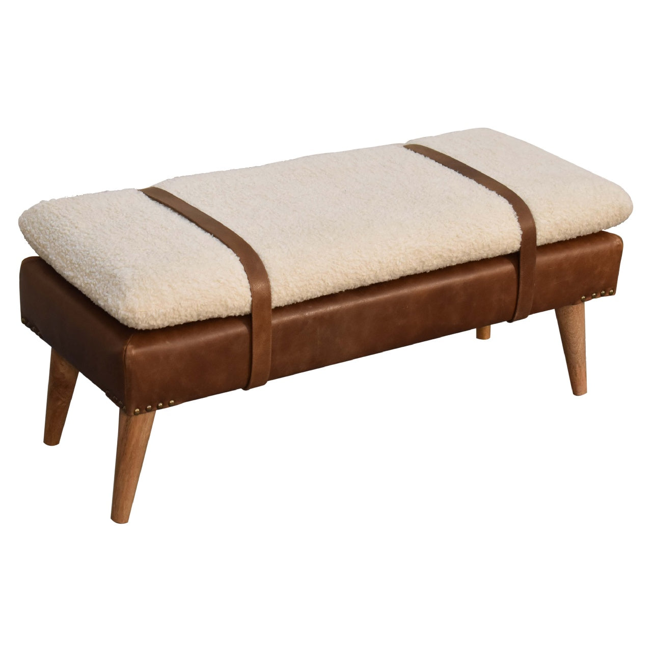 Buffalo Hide Leather Bench