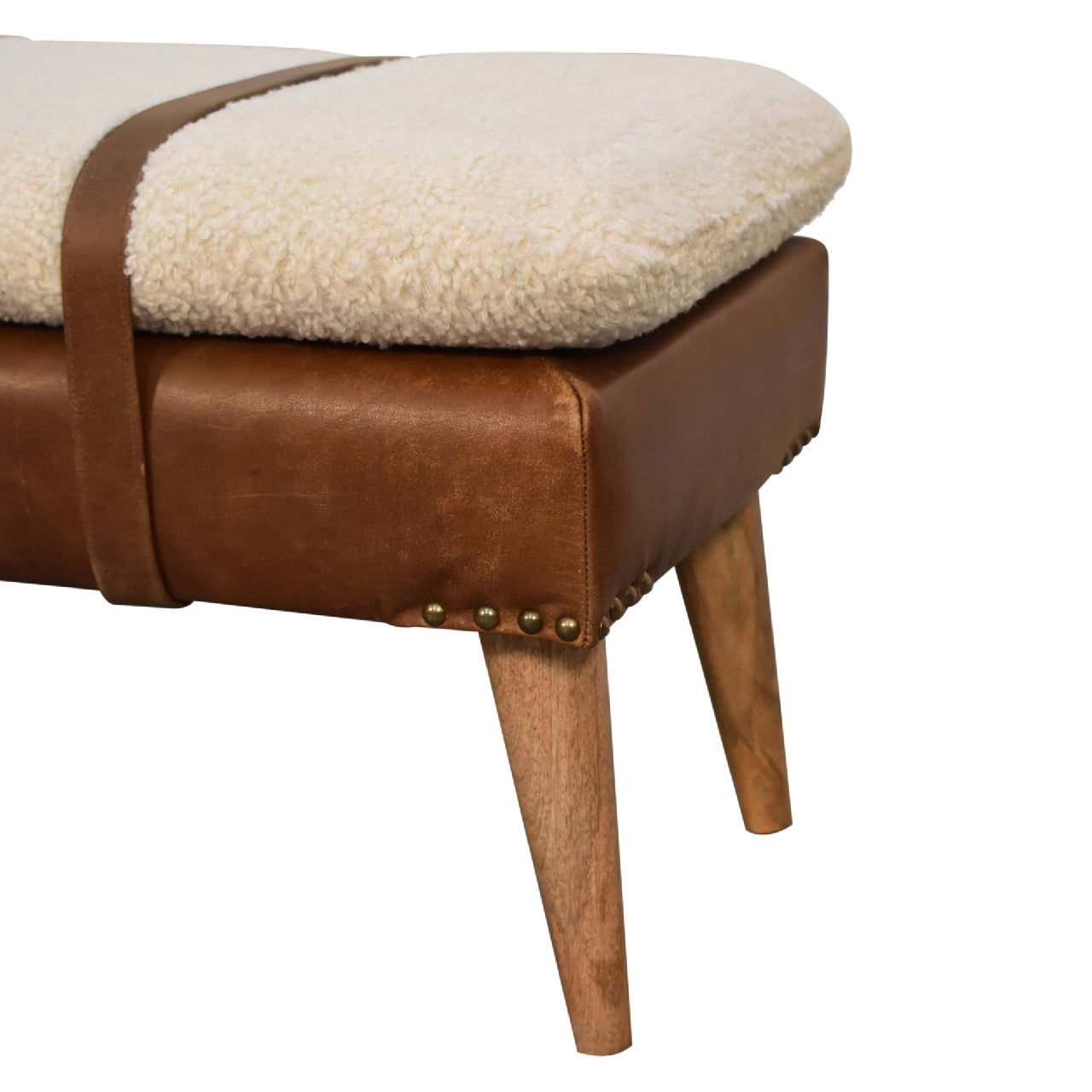 Buffalo Hide Leather Bench