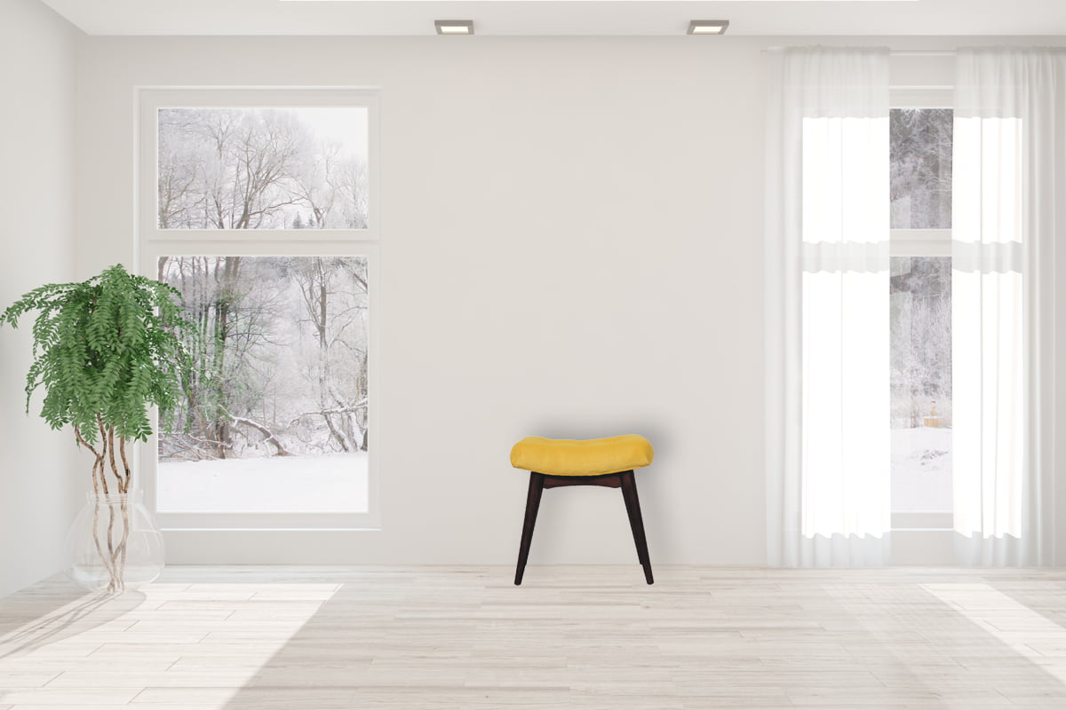 Mini Mustard Velvet Curved Bench