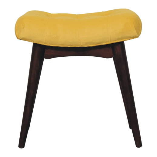 Mini Mustard Velvet Curved Bench