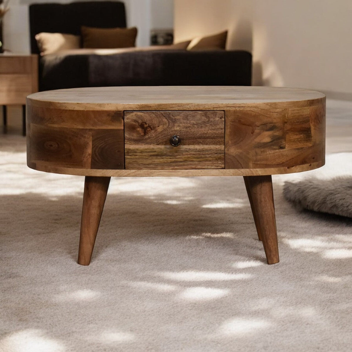 Mini Oak-ish Rounded Coffee Table