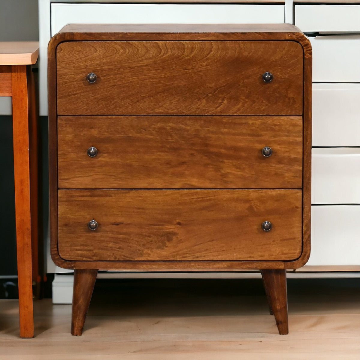 Mini Curved Chestnut Chest of Drawers