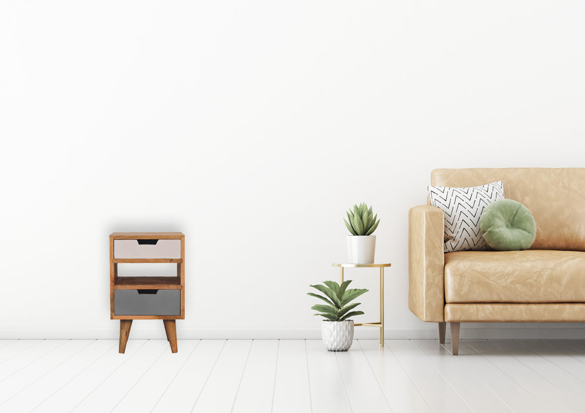 Mini Grey and White Cut-out Bedside