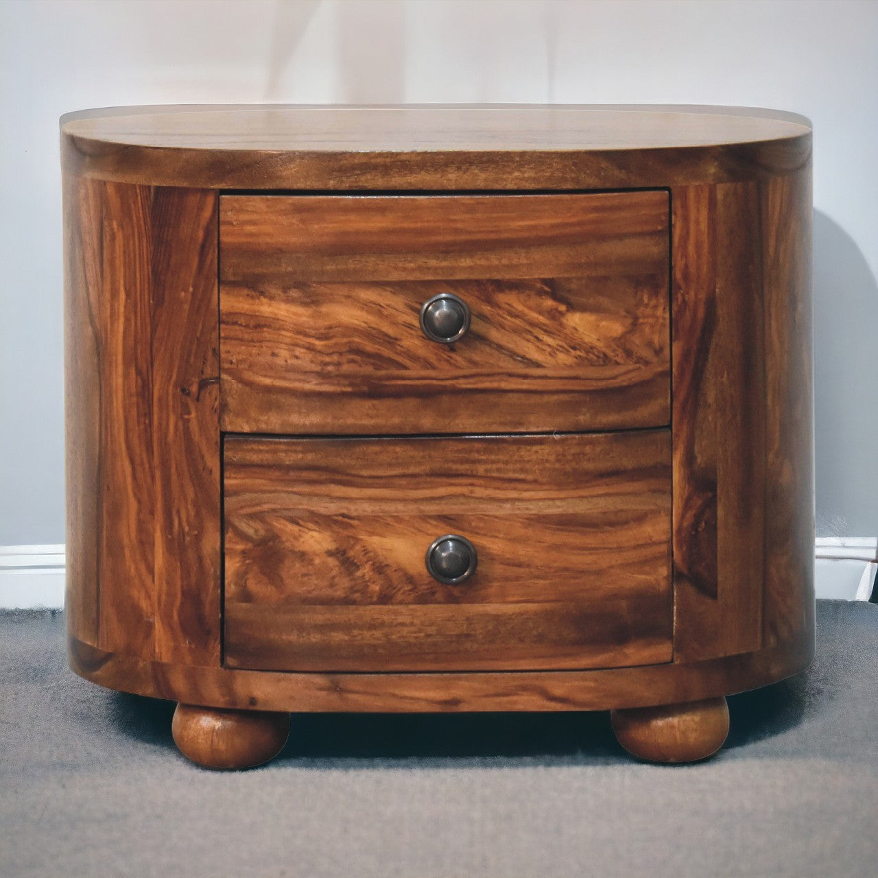 Round Honey Bedside with Bun Feet