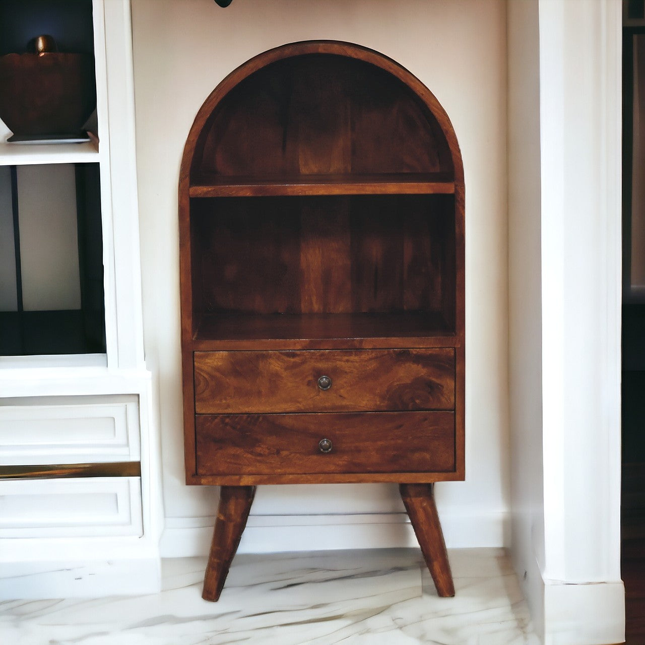 Round Chestnut Display Cabinet
