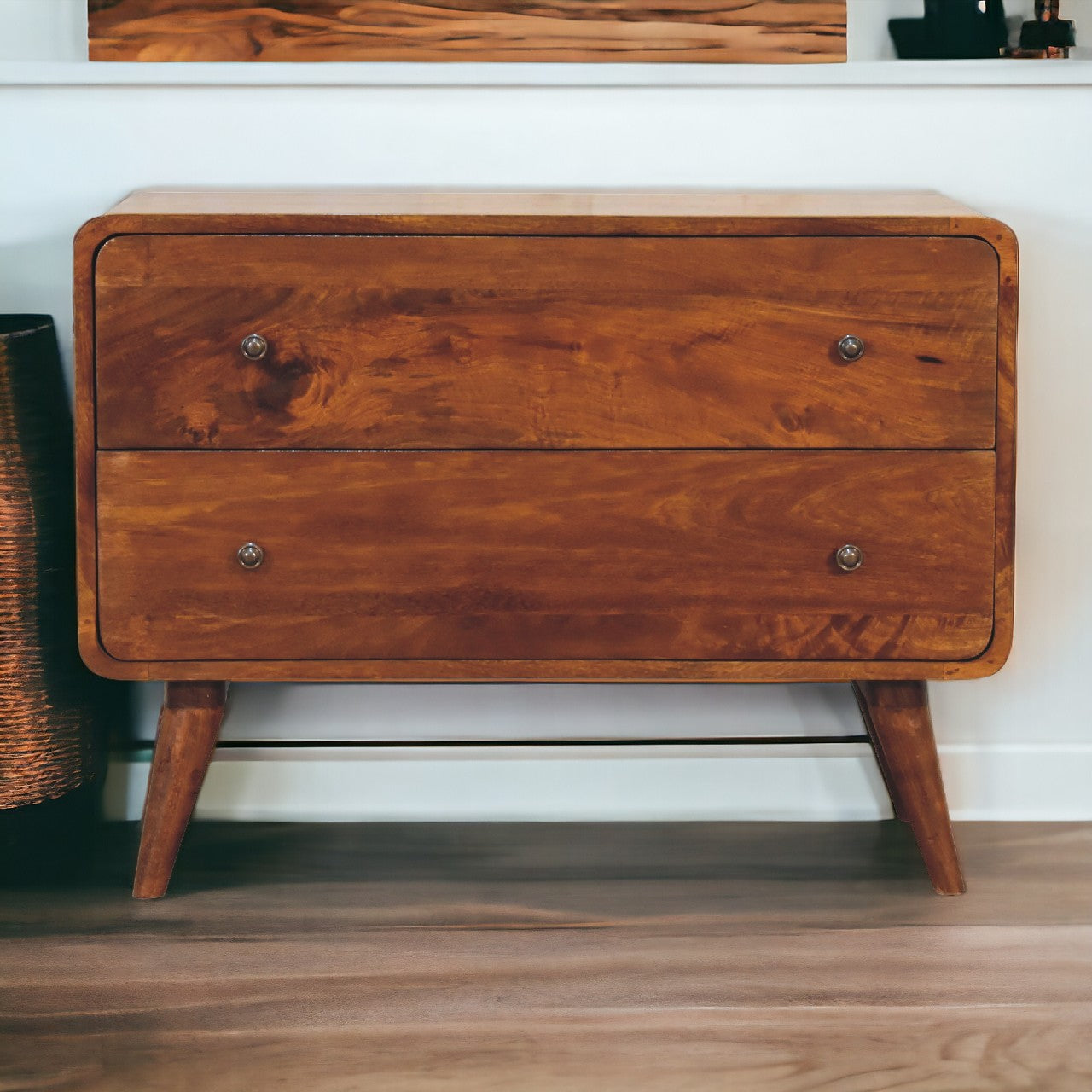 2 Drawer Curved Chestnut Chest