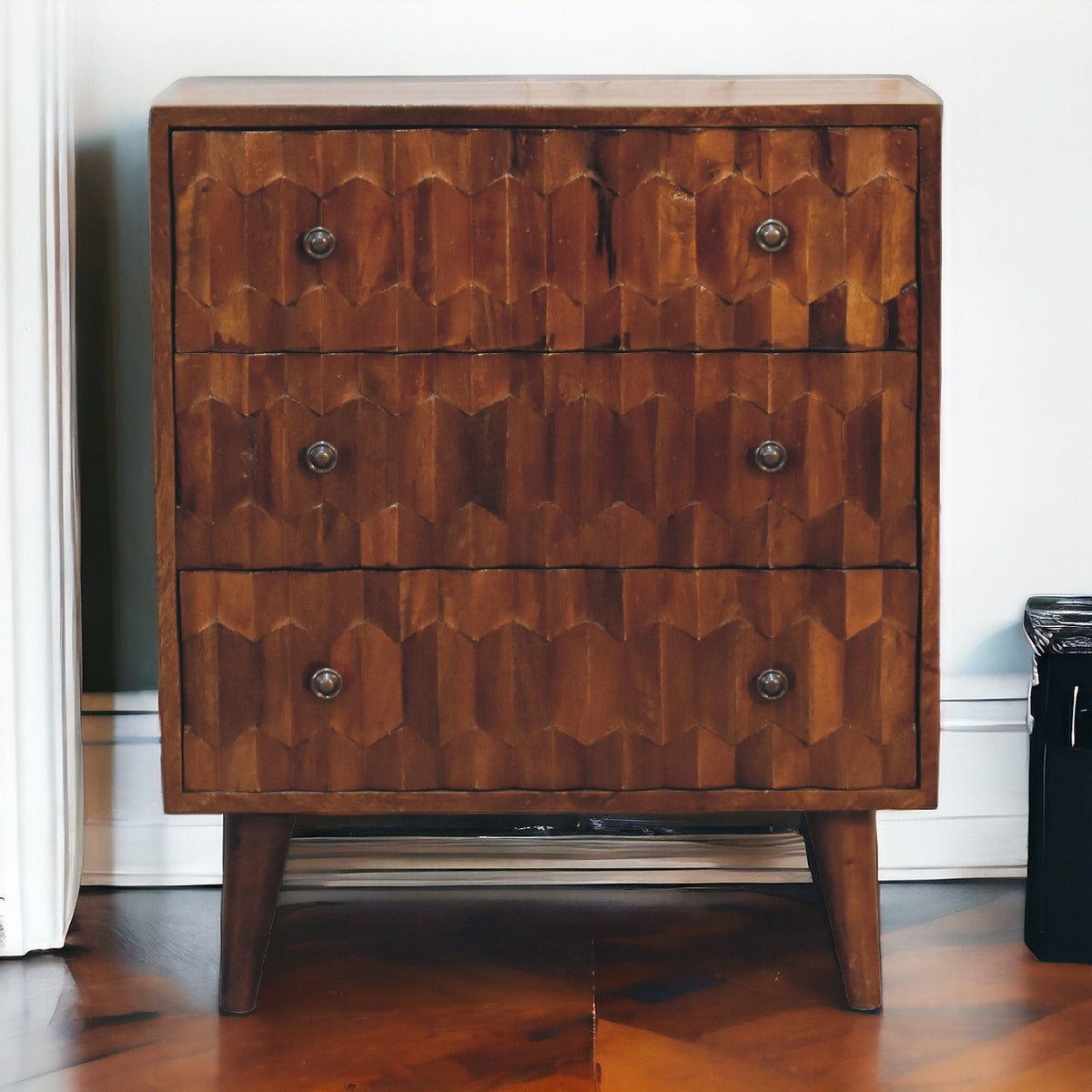 Chestnut Pineapple Carved Chest