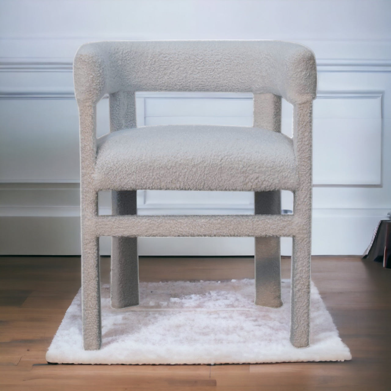 White Boucle Occasional Chair