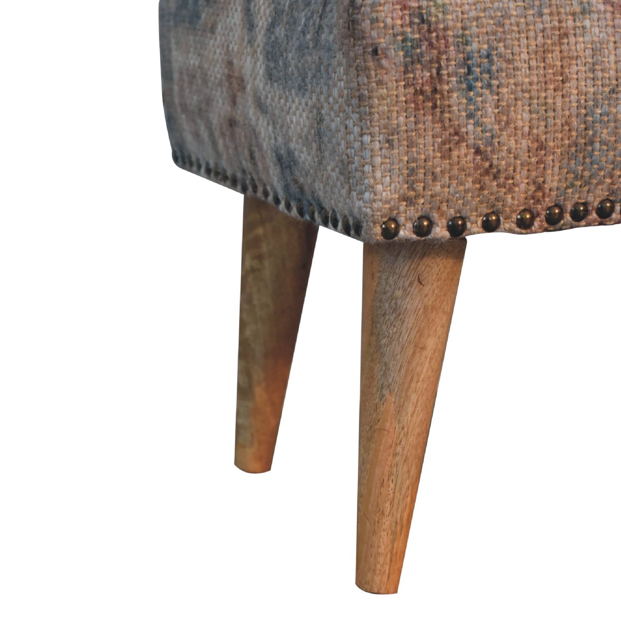 Haven Durrie Footstool with Buffalo Leather Seat