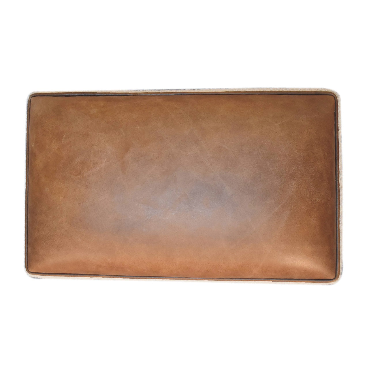 Vintage Leather Boucle Ball Footstool