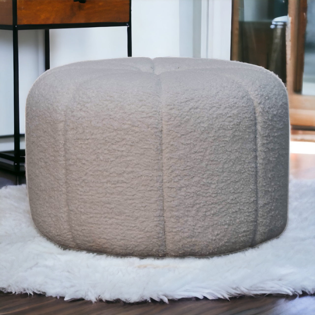 White Boucle Circus Footstool