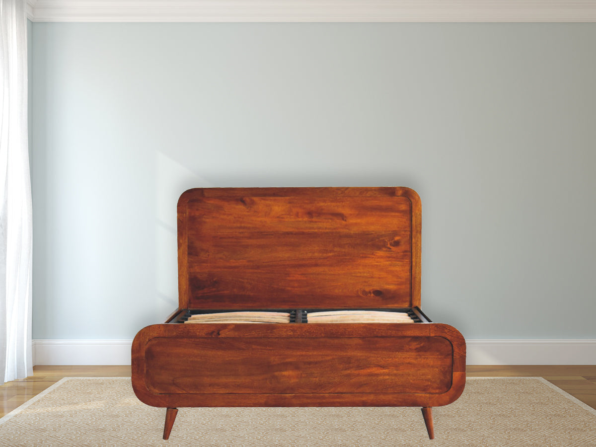 Curved Chestnut Double Bed