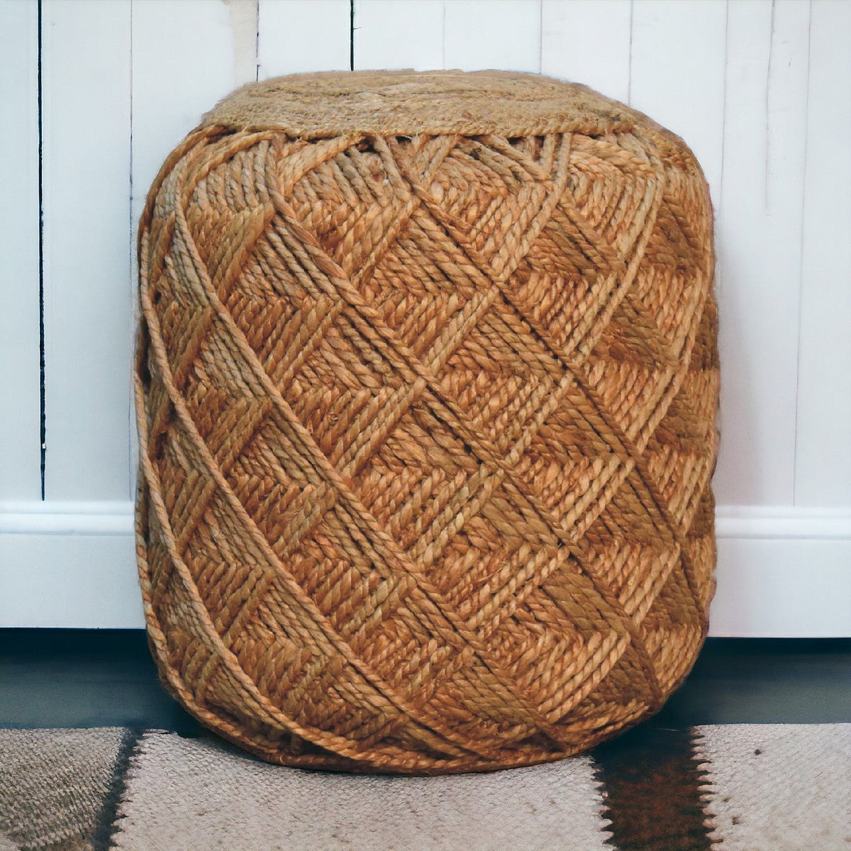 Jute Fiber Footstool Large Pattern