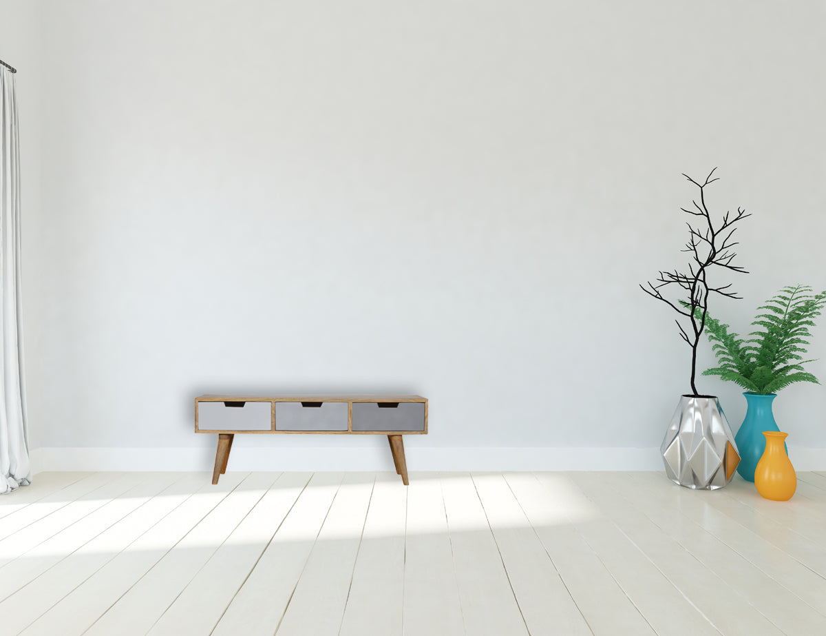 Grey Painted 3 Drawer Media Unit