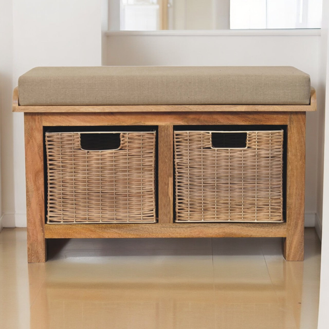 Rattan Basket Linen Bench