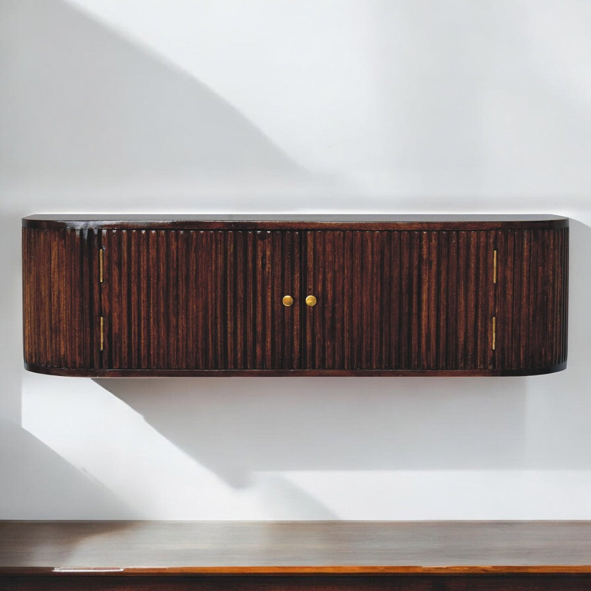 Chunky Chestnut Wall Mounted Console Chest of Drawers