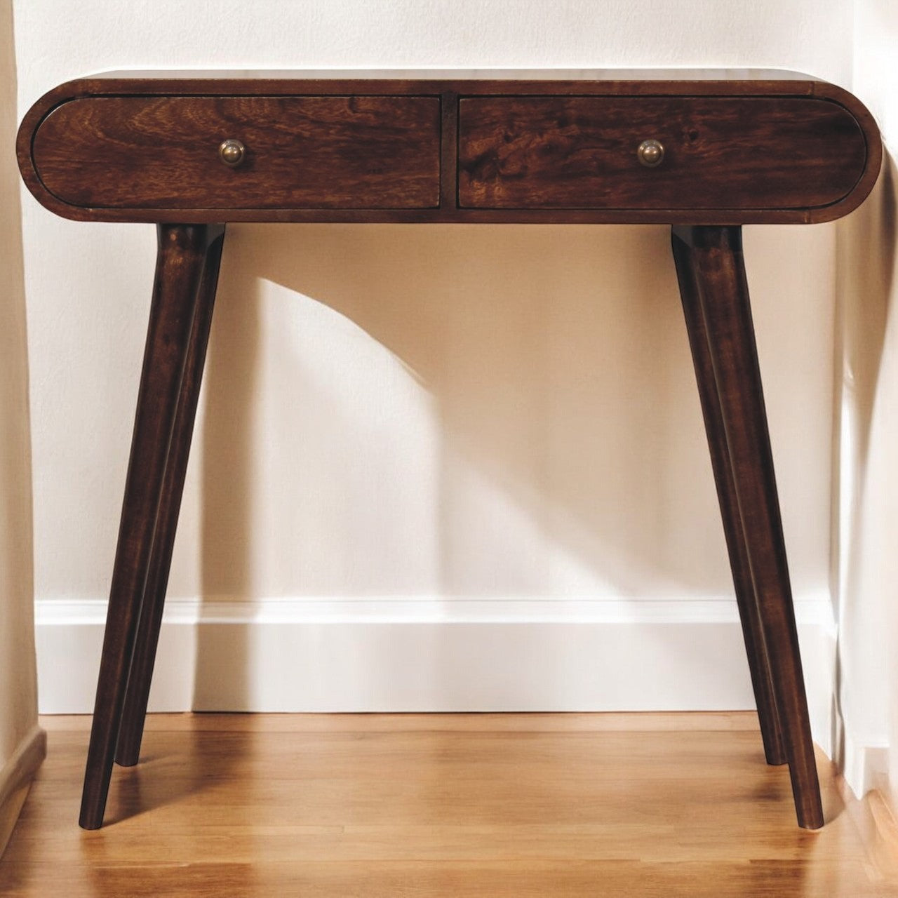 California Walnut Curved Edge Console Table