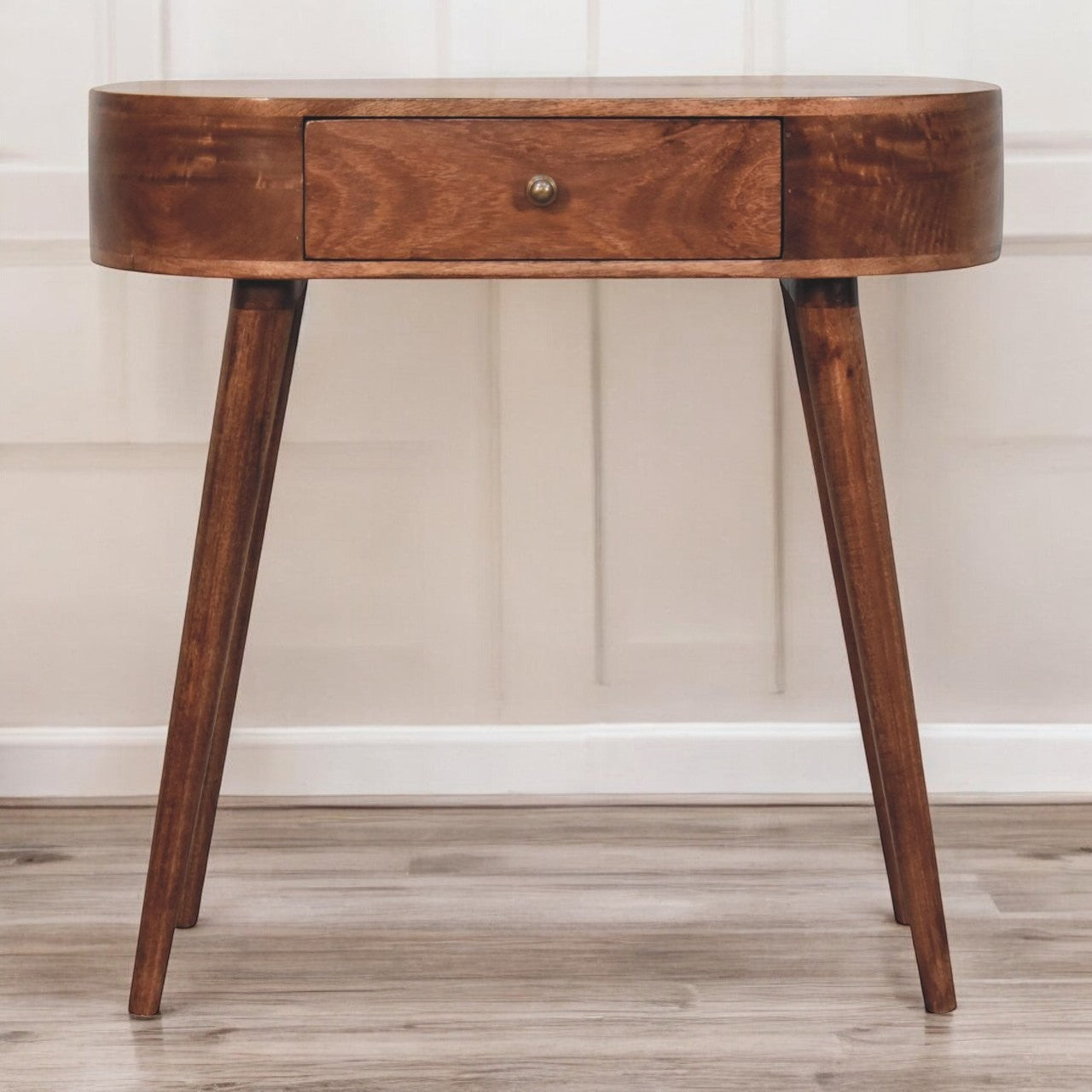 Honey Caramel Rounded Small Console Table