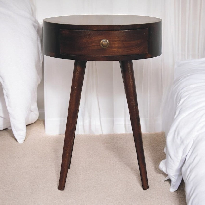 Nordic California Walnut Circular Shaped Bedside
