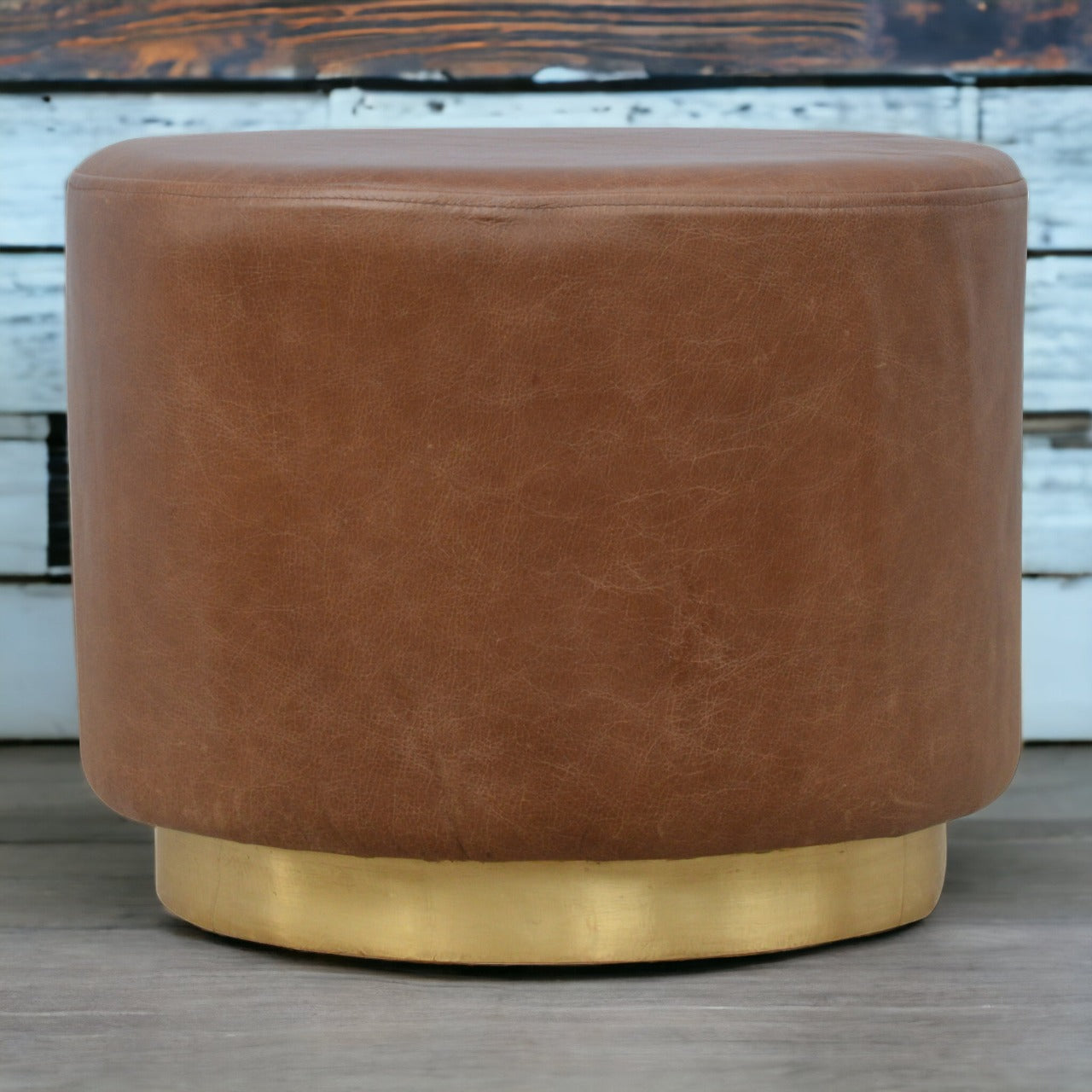 Buffalo Footstool with Gold Base