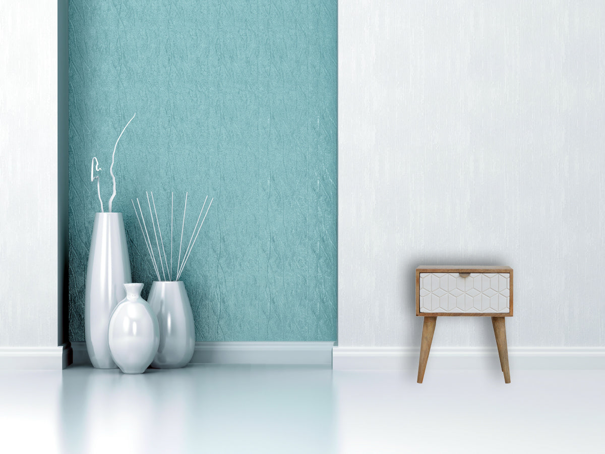 Sleek White Carved Bedside