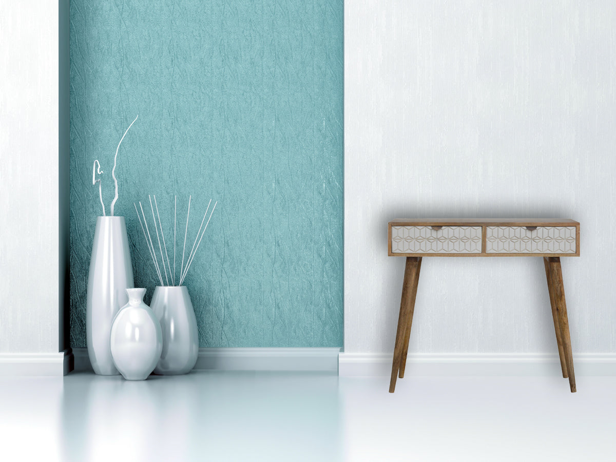 Sleek White Carved Console Table