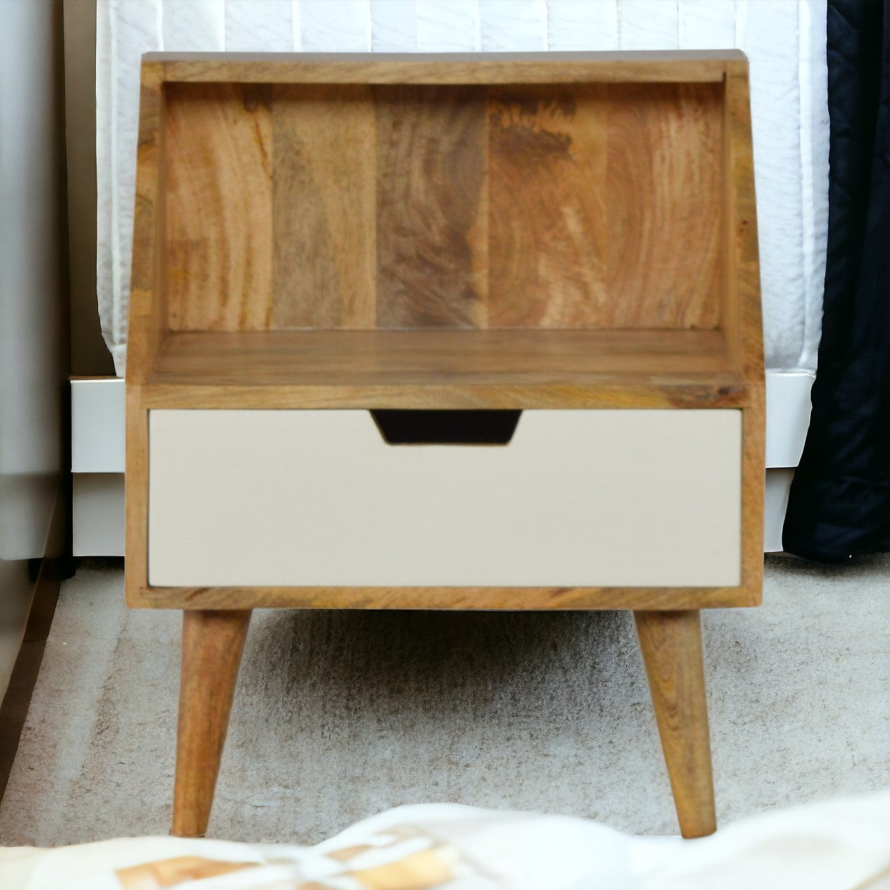 White Painted Raised Back Bedside