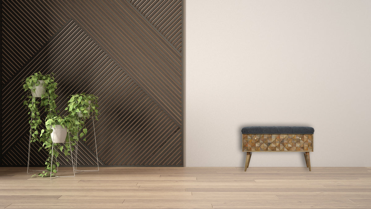 Grey Tweed Diamond Bench