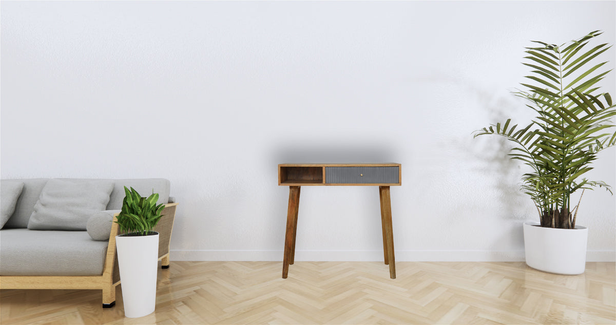 Grey Line Carved Writing Desk