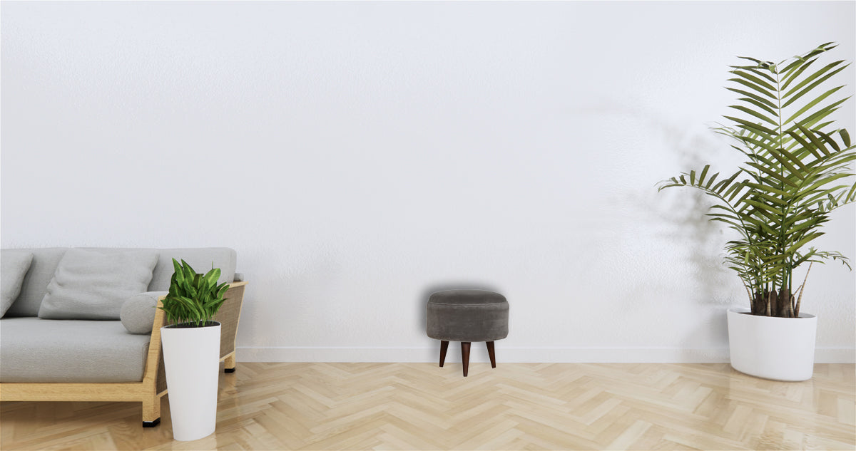 Grey Velvet Nordic Style Footstool