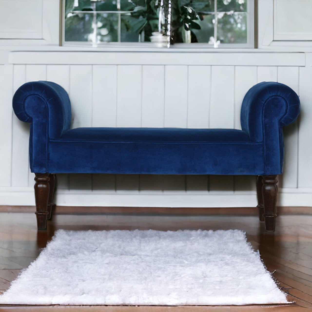 Royal Blue Velvet Bench