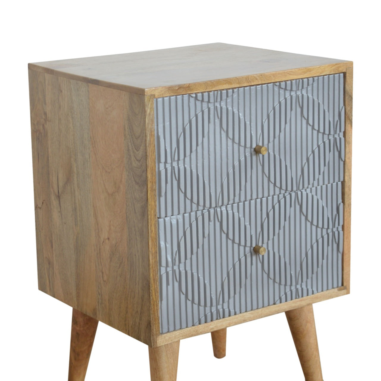 Geometric Carved Bedside