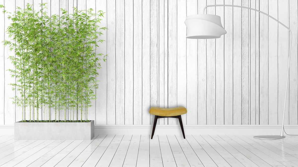 Mustard Cotton Velvet Curved Bench