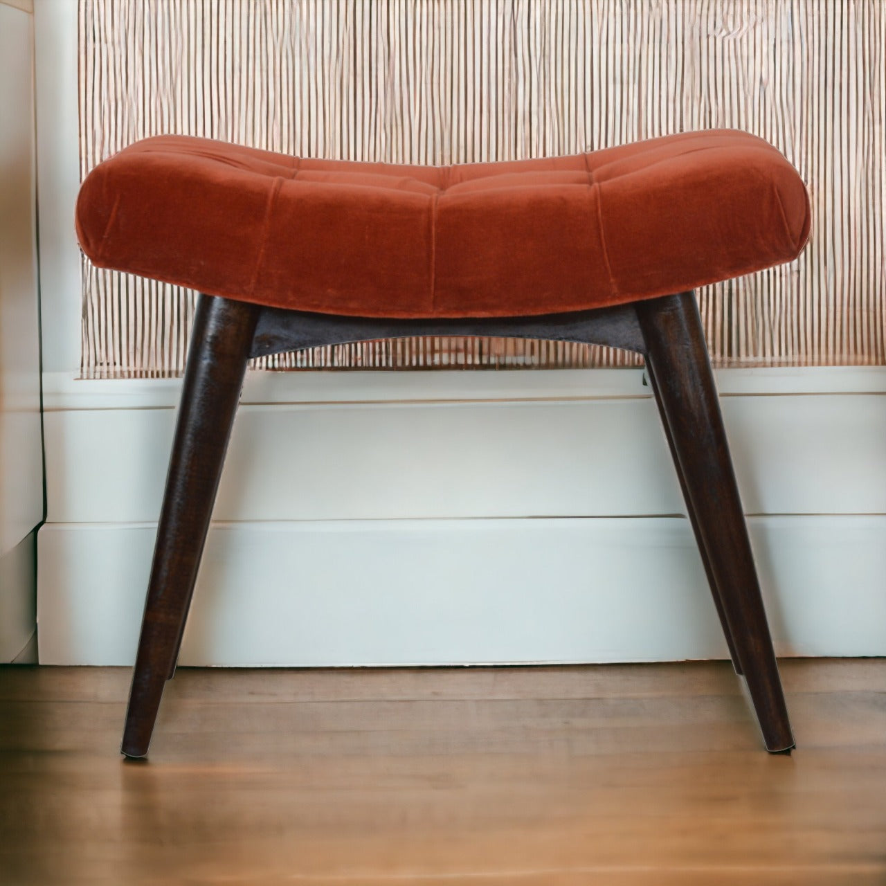 Brick Cotton Velvet Curve Bench